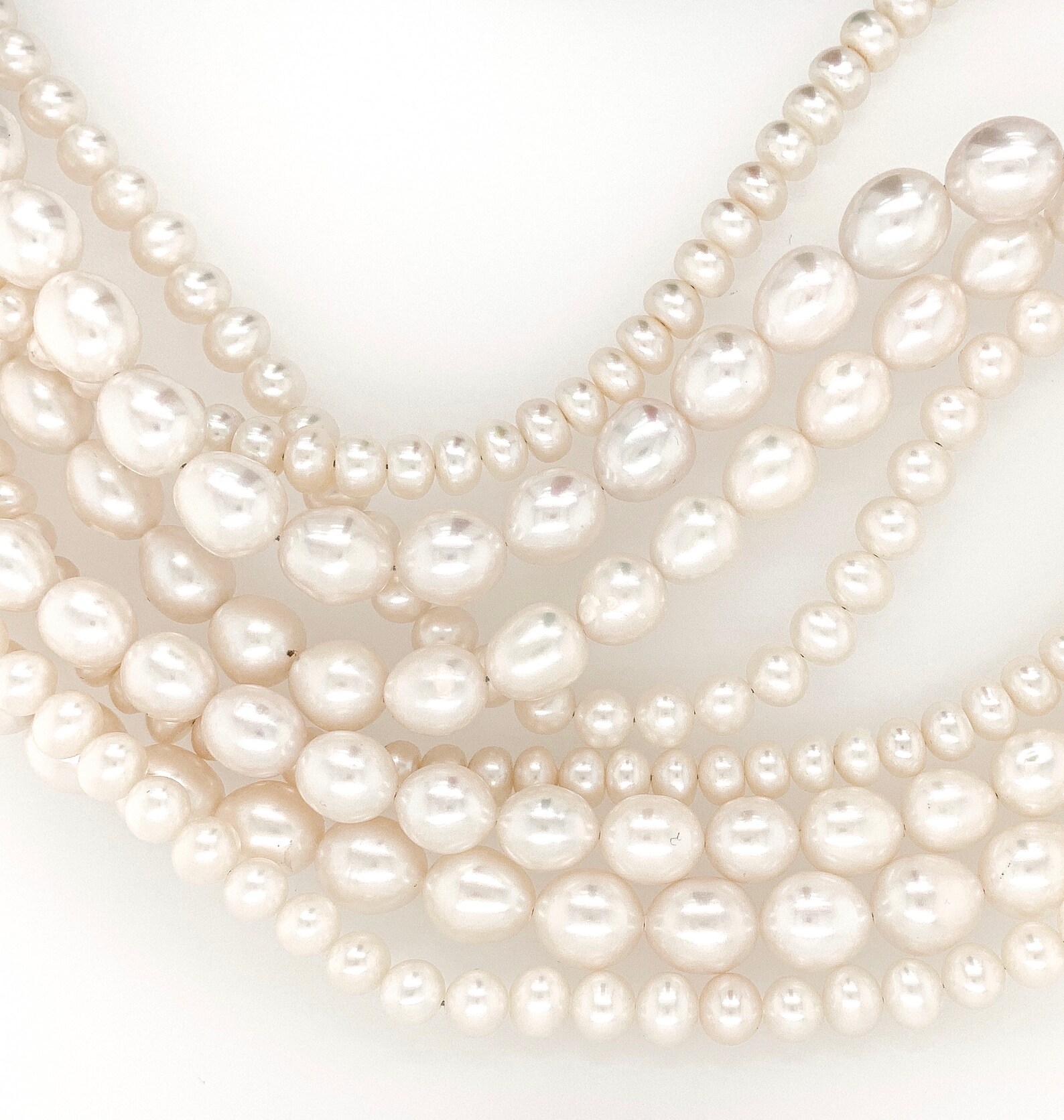 Multistrand Freshwater Pearl Necklace Pearl Necklace Etsy