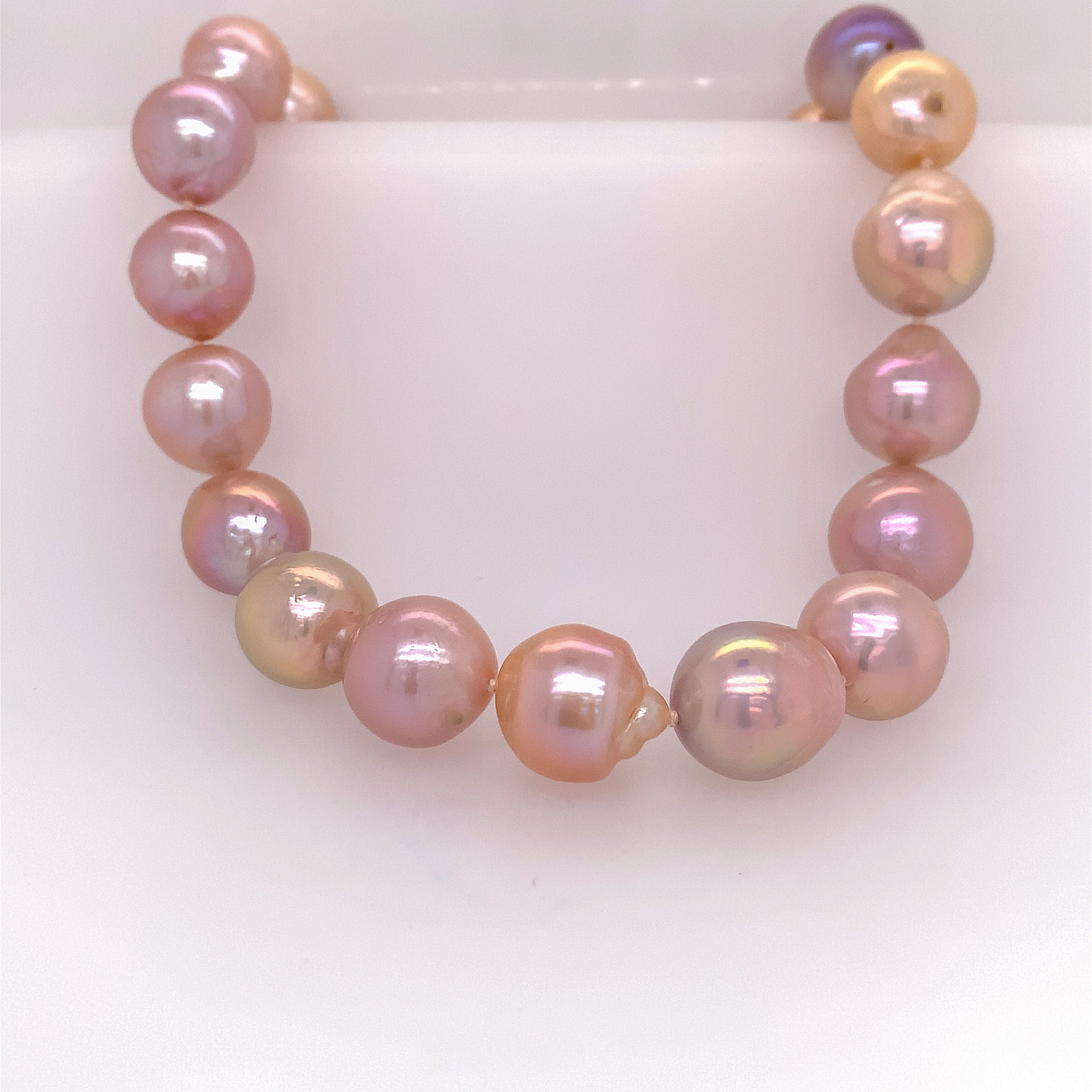 Large Baroque Pink Pearl Necklace With 