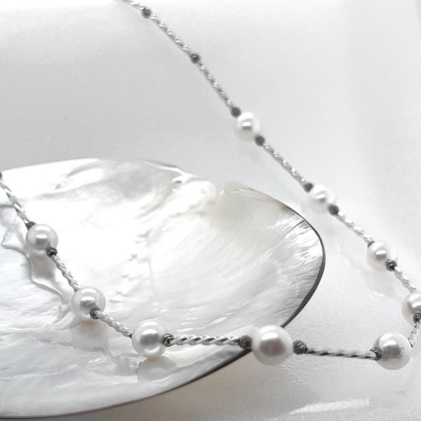 Tin Cup Akoya Pearl Necklace—Baroque Akoya Tin Cup Necklace—Matching Earrings—Necklace Set—Gift—Wife, Fiancée, Girlfriend