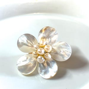 Pearl  Pin—Pearl Brooch—Shell and Freshwater Pearl Brooch—Shell and Freshwater Pearl Pin—Pretty Brooch at a Great Price