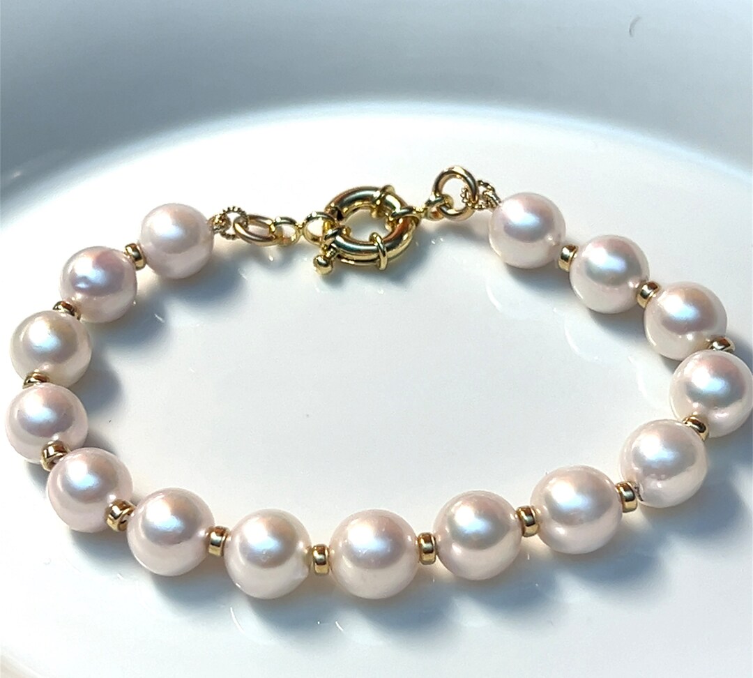 Akoya Pearl Bracelet—genuine Japanese Akoya Pearl Bracelet—large Akoya ...