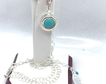 Round Kingman Turquoise Pendant