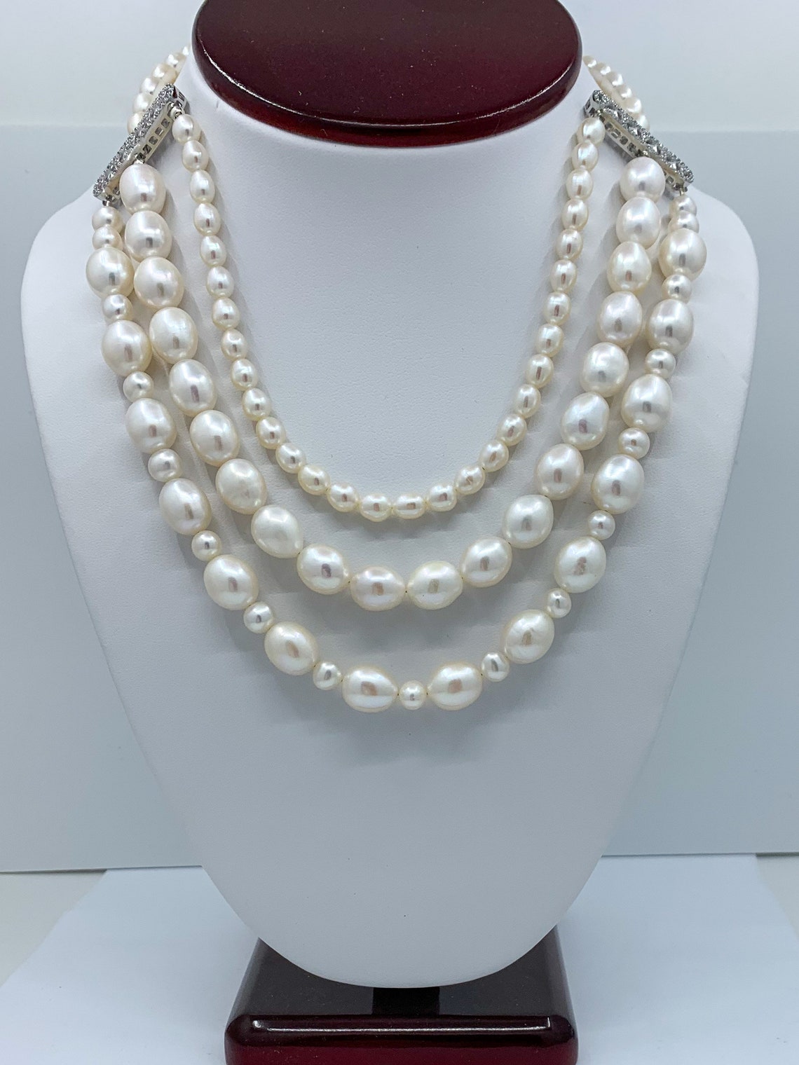 Collares De Perlas Largos Para Mujer - 150cm, Blanco Y Negro - Perlas Imitación, Multicapa