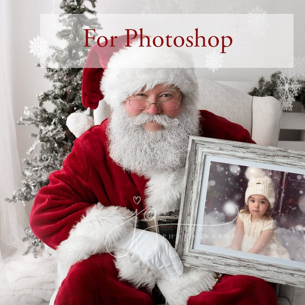 Kerstmansjabloon voor Photoshop en Canva - Liggend frame vasthoudend