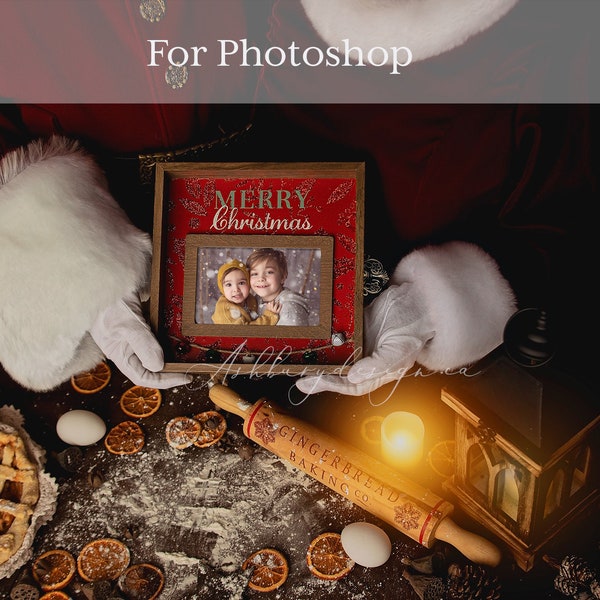 Cadre tenant le père Noël et la mère de famille - Modèles Photoshop