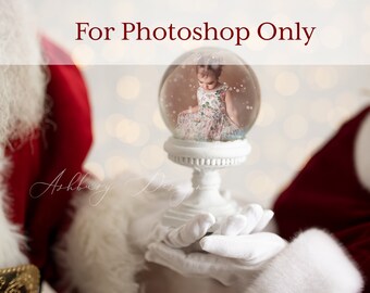 Santa and Mrs. Holding Globe - Photoshop Template