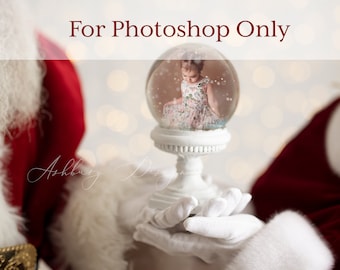 Santa and Mrs. Holding Globe - Photoshop Template