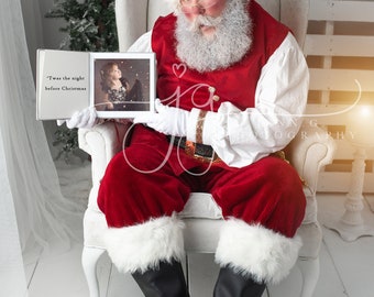 Santa Photoshop Template - Reading Square Book