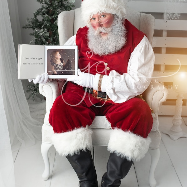 Santa Photoshop Template - Reading Square Book