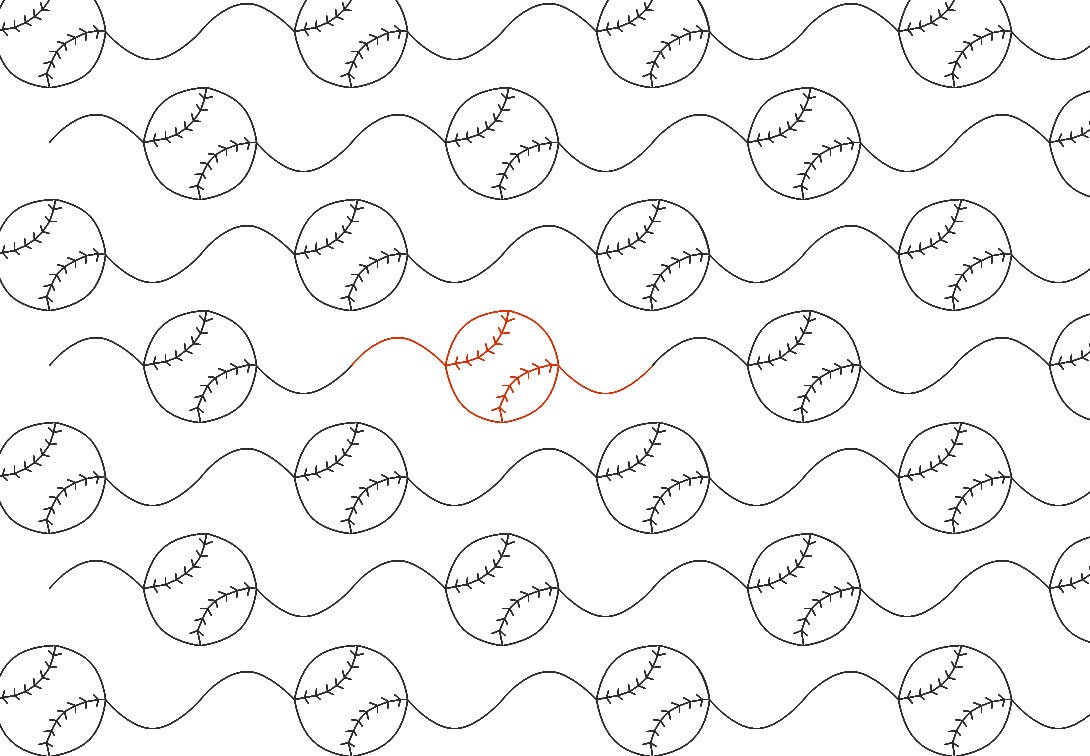 Softball Longarm Quilting Digital Pantograph Perfect for Edge Etsy