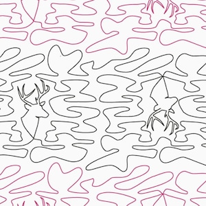 Deer Camo Longarm Quilting Digital Pantograph used in E2E (Edge to Edge) Quilting
