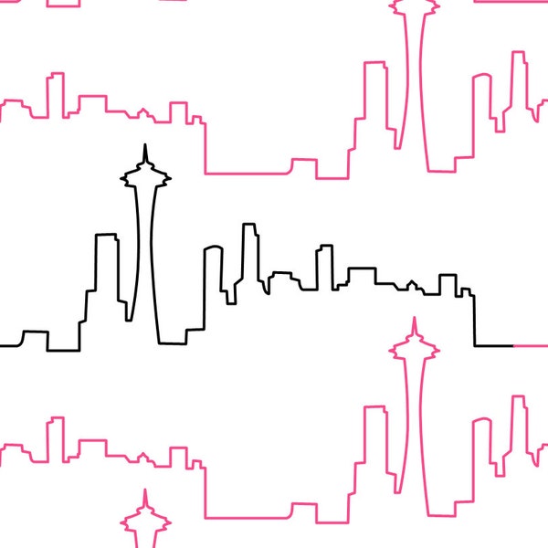 Seattle Skyline Longarm Quilting Digital Pantograph used in E2E (Edge to Edge) Quilting