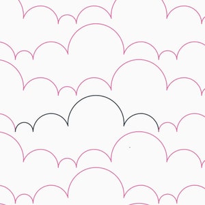 Fluffy Clouds Longarm Quilting Digital Pantograph used in E2E (Edge to Edge) Quilting with PDF for Print at Home Use