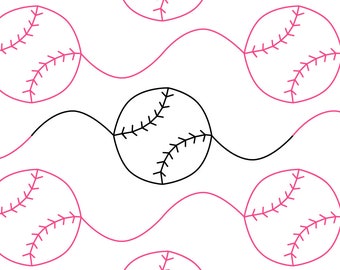 Softball Longarm Quilting Digital Pantograph Perfect for Edge to Edge (E2E) Quilting PDF for Print at Home included