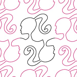 Ponytail Doll Longarm Quilting Digital Pantograph used in E2E (Edge to Edge) Quilting