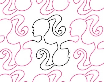 Ponytail Doll Longarm Quilting Digital Pantograph used in E2E (Edge to Edge) Quilting