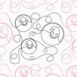 Boogie Man Curly Longarm Quilting Digital und PDF Pantograph verwendet in E2E (Edge to Edge) Quilting