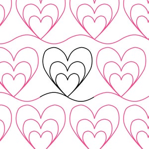 Be Mine Hearts Longarm Quilting Digital Pantograph used in E2E (Edge to Edge) Quilting