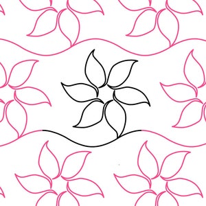 Six Point Flower Longarm Quilting Digital Pantograph used in E2E (Edge to Edge) Quilting