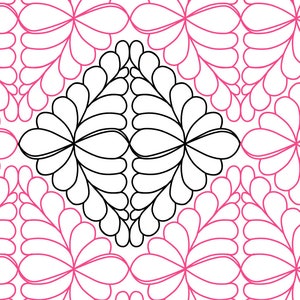 Diamond Feathers Longarm Quilting Digital Pantograph used in E2E (Edge to Edge) Quilting