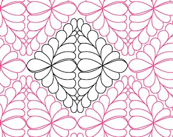 Diamond Feathers Longarm Quilting Digital Pantograph used in E2E (Edge to Edge) Quilting