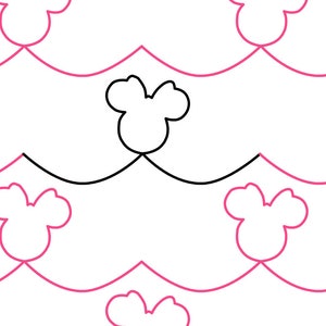 Mouse with a Bow Longarm Quilting Digital Pantograph used in E2E (Edge to Edge) Quilting