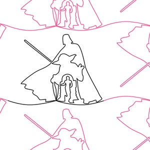 Space Characters Longarm Quilting Digital Pantograph used in E2E (Edge to Edge) Quilting