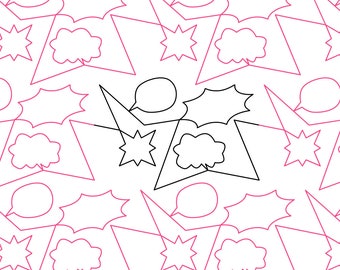Comic Book Longarm Quilting Digital Pantograph used in E2E (Edge to Edge) Quilting