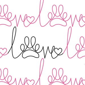 Love Paw Longarm Quilting Digital Pantograph used in E2E (Edge to Edge) Quilting