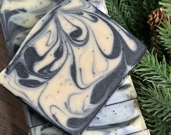 Tea Tree Peppermint Goat Milk Soap: Charcoal Exfoliating Bar