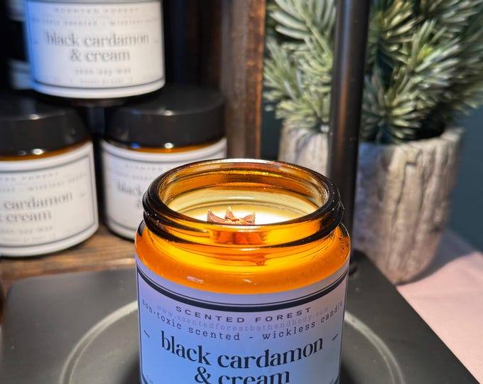 Black Cardamom & Cream Wickless Candle: Non-Toxic Soy Wax