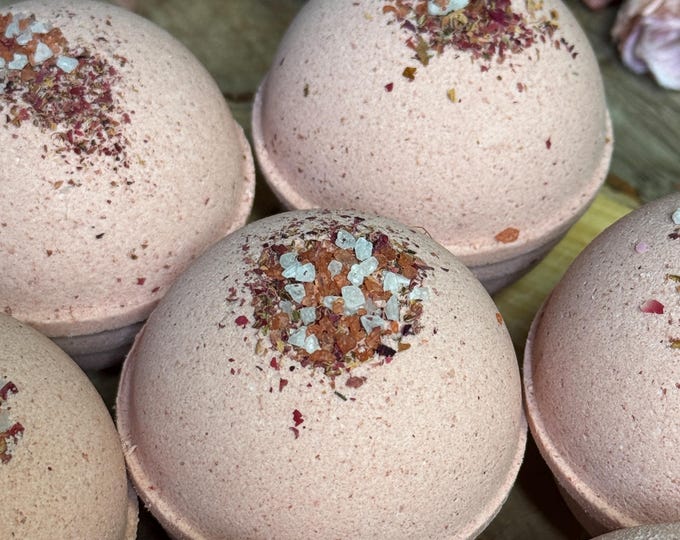 Citrus Rose Bath Bomb * Hawaiian Salt * Pure Essential Oils * Coconut Milk Powder * Moisturizing * Relaxing * Pink Kaolin Clay * Natural