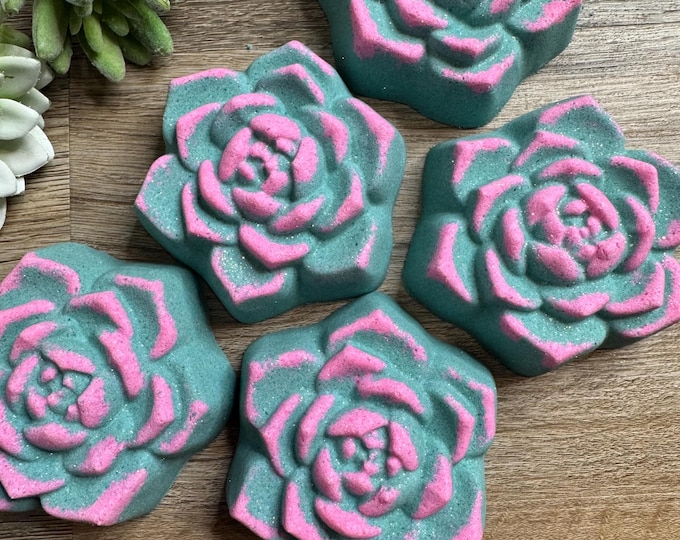 Succulent Bath Bomb * Luxurious * Cactus Flower & Jade Scent * Coconut Milk Powder * Moisturizing * Relaxing Bath Soak * Great Gifts