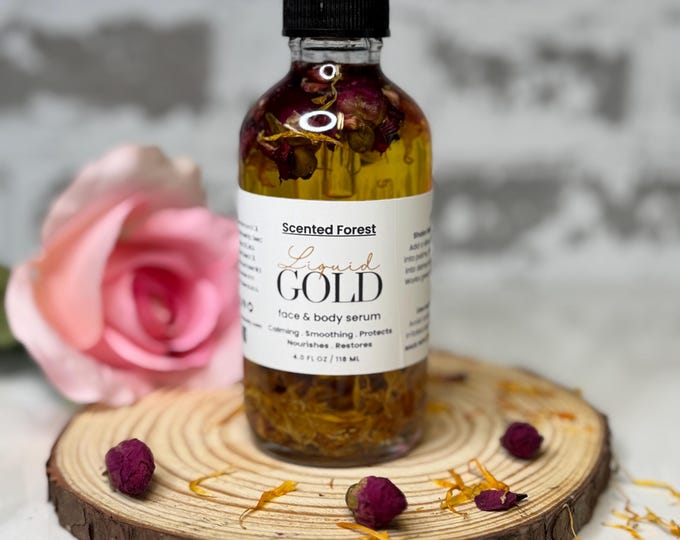 Liquid Gold Face & Body Serum: Calming, Smoothing, Nourishing Botanical Oil
