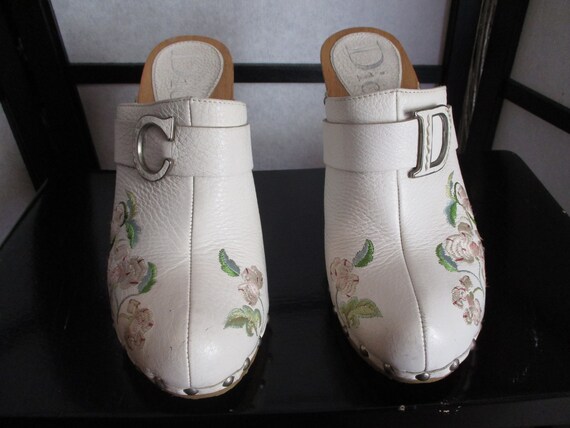 1990 Dior John Galliano Mules Wooden Embroidery Sz