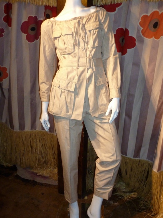 1990's Jean Paul Gaultier Safari Pant Suit Pinstri
