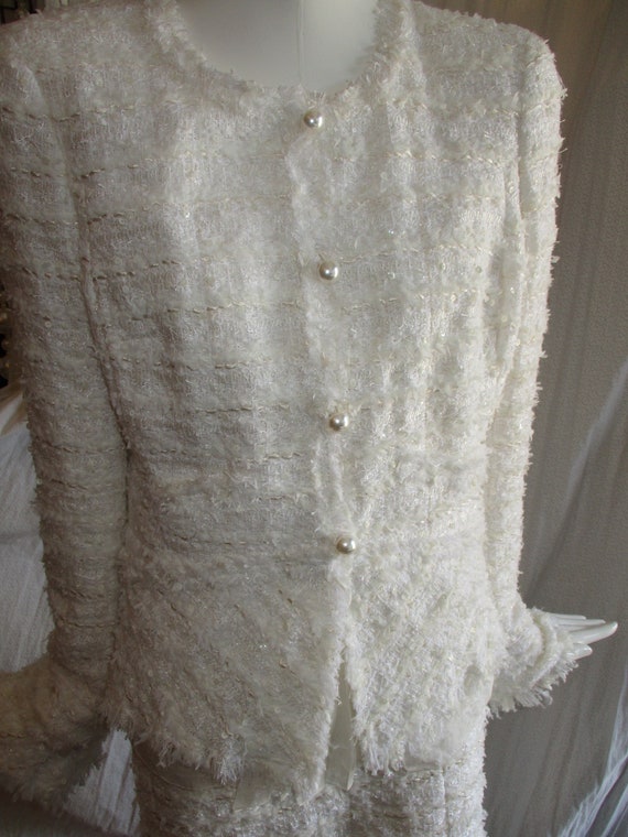 Chanel Jacket Ivory Deconstructed Bridal 1990's Lo