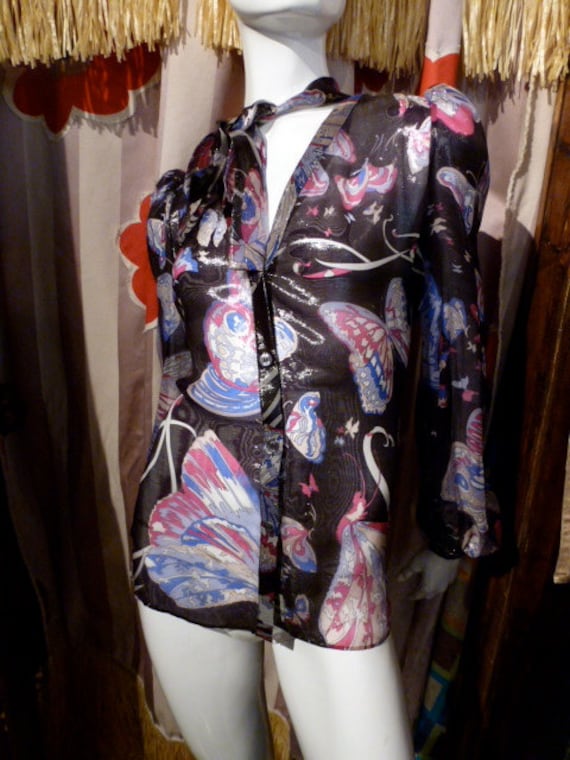 Pucci Psychedelic Butterflys Blouse Italy 70s Meta