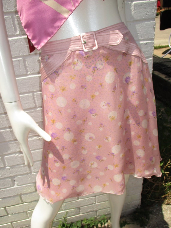 1990 Valentino Silk Skirt Flirty Roma Pink Trapunt