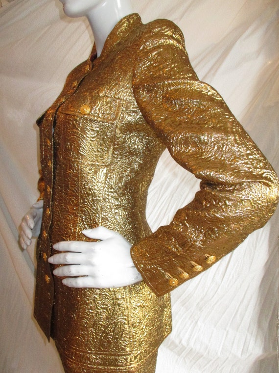 Chanel Gold Brocade Jacket 1996 Raj Paris Nehru Sz