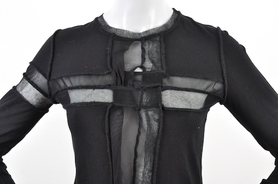 1990 Gaultier Mesh Tee Woven Deconstructed Black G
