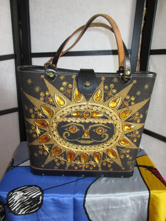 1960's Texas Handbag Appliques Sunburst Enid Colli