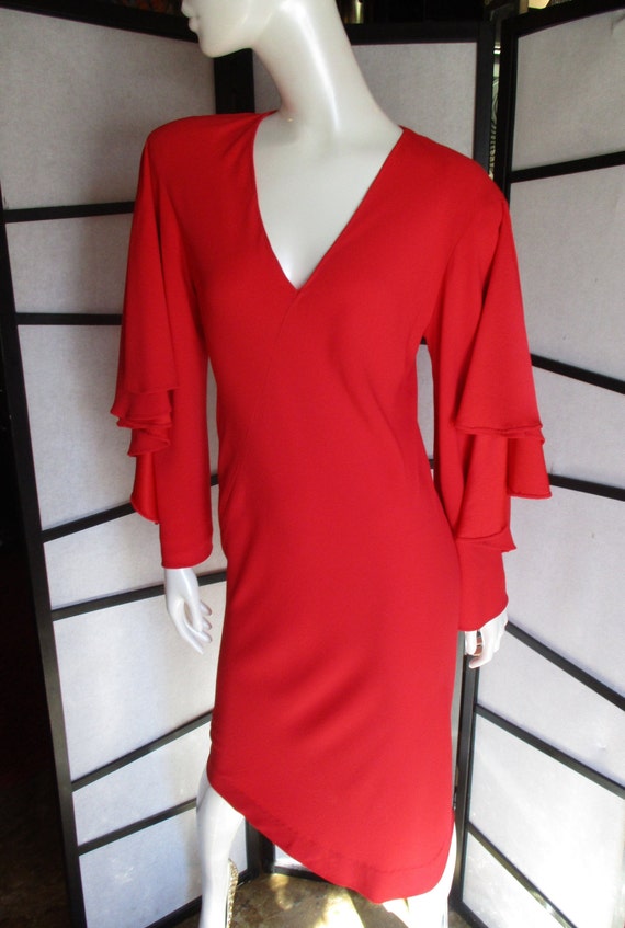 1970's Halston Red Bias-cut Dress Studio 54