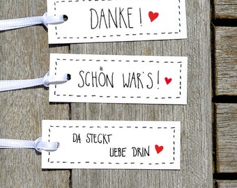 36x Danke! . Schön wars! . Da steckt Liebe drin .