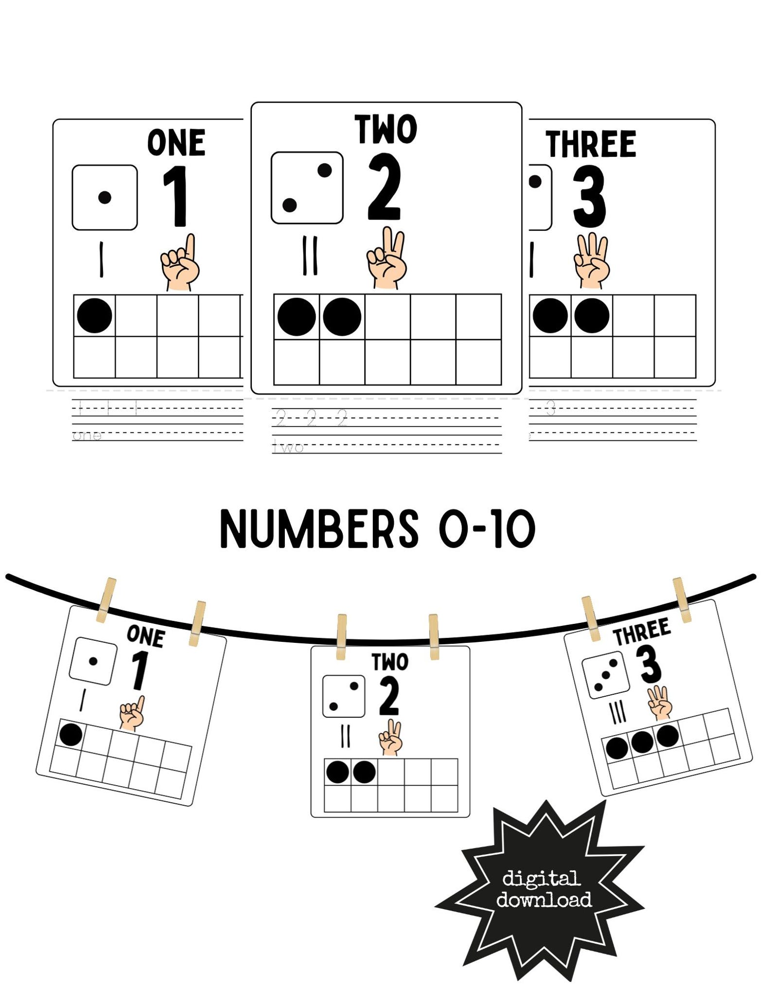 Practuce Writing Numbers Printable Number Practice: Numeral, Word, Handwriting (Digital Download ...