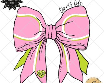 Lazo rosa de Tennis Life PNG: Diseño de sublimación coqueta (Descarga digital)