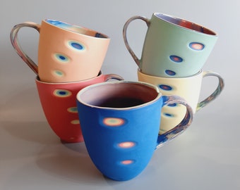 coloured porcelain mug