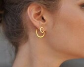 double side earings,ear jacket,minimal earrings,geometric jewelry