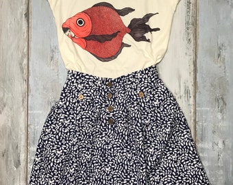 Skirt midi, flower skirt,100 cotton