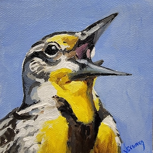 Sing Your Song #3 - meadowlark mini painting/ magnet